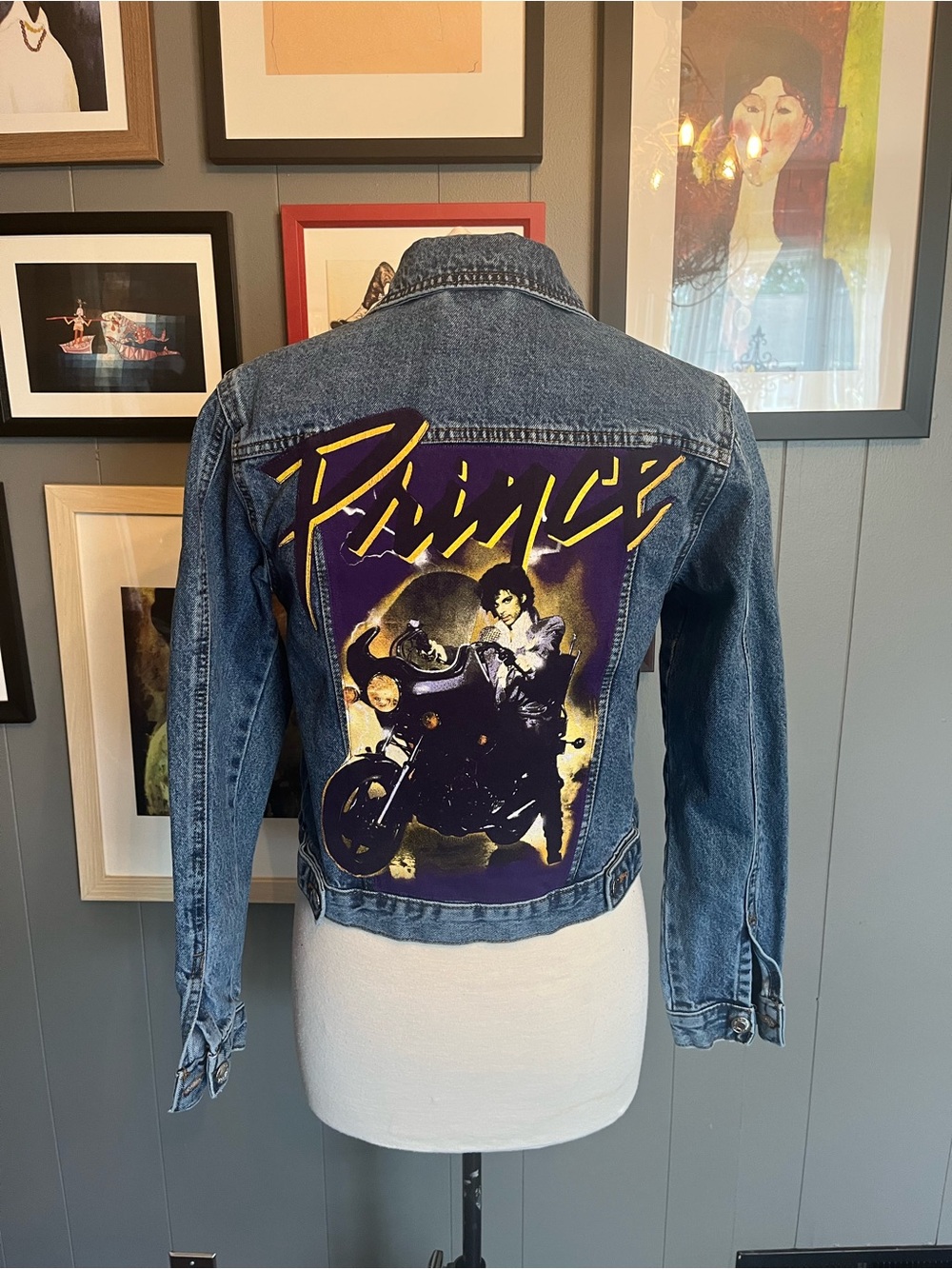 Prince Graphic Denim Jacket - Purple & Yellow Back Patch Women’s Size XS